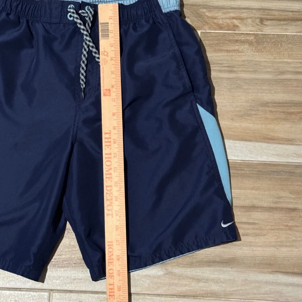 Vintage Nike Swim Trunks Mens Small Navy Light Blue Blocked Volley Shorts Y2K